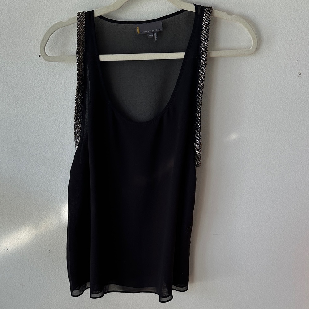 Black Sheer Top with Silver Detailing